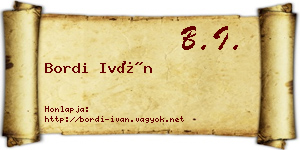 Bordi Iván névjegykártya